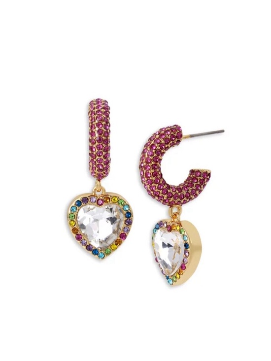 Kurt Geiger Jewelry - Kurt Geiger Heart Pink Pavé Dangle Earrings